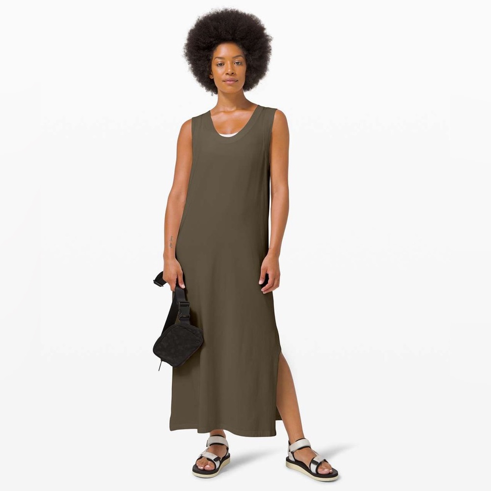 Lululemon Athletica Dark Olive Green All Yours Tank Maxi Dress size XS EUC - Picture 3 of 12